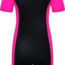 Alikhonf Girls Swimsuit Short Sleeve Rash Guard UPF 50+ Front Zipper Bathing Suit with Shorts for Ages 7-8 Years Old