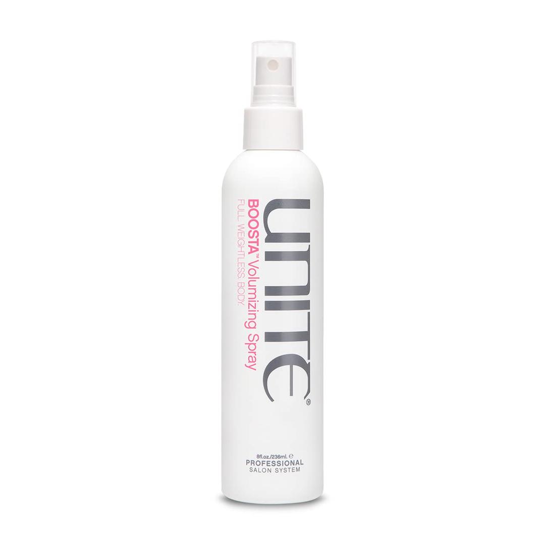 UNITE Hair  BOOSTA Volumizing Spray  Weightless, Body-Boosting Texture & Lift for Fine Hair  Adds Fullness, UV & Heat Protection, Paraben-Free, Vegan, 8 Fl Oz
