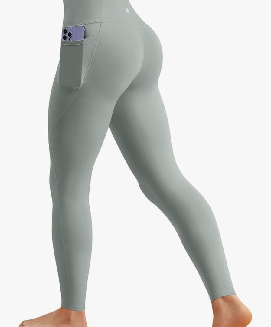 QUEENIEKE Bareluxe No Front Seam Leggings with Pockets for Women Tummy Control 25" - High Waisted Buttery Soft Yoga Pants, Medium