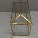 12.6" Glass Card Box Wedding Card Box with Lock for Wedding Reception Cosmetic Home Decor, Handmade Large Geometric Terrarium with Hinged Lid, Brass Frame - (Golden/Roof)