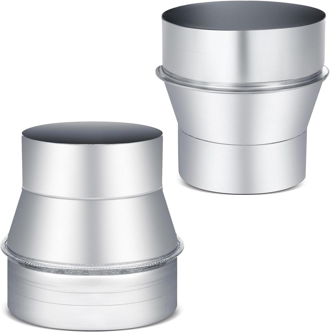 Hicarer 2 Pcs Duct Reducer 5 to 4 Inch Round Ducting Connector Duct Adapter Air Ducting Reducer Increaser Air Reducer Galvanized Steel Air Adapter for Bathroom Kitchen Inline Ventilation