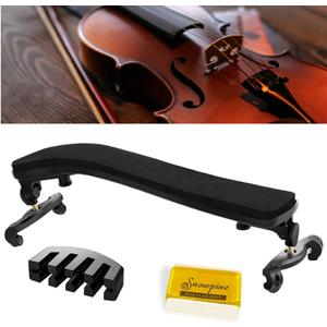 Violin Shoulder Rest for 4/4-3/4 Size, with Collapsible and Height Adjustable Feet, Including a Violin Practice Mute