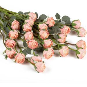 DuHouse 24pcs Artificial Vintage Roses Silk Rose with Stem Fake Rose Bouquets for Arrangement Wedding Centerpiece Party Home Decoration(Gradient Light Pink)