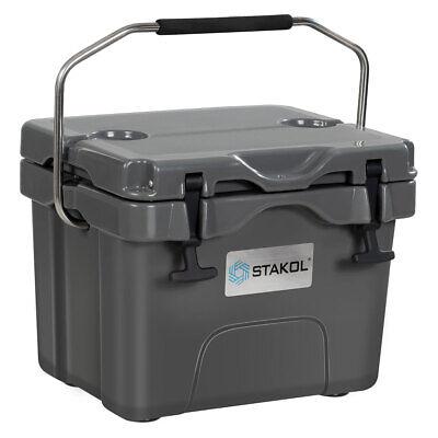 16 Quart Cooler Portable Ice Chest Leak-Proof 24 Cans Ice Box for Camping Grey