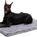 Stoutwool Indestructible Dog Bed - Fluffy Chew Proof Dog Crate Pad - Tough Kennel Pad for Aggressive Chewers - Washable, Ideal for Large Breeds & Fits 42-Inch Crate - 41"x27", Charcoal