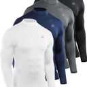 NELEUS 4 Pack Men's Workout Long Sleeve Shirts Compression Dry Fit Muscle Tops
 (XXL)