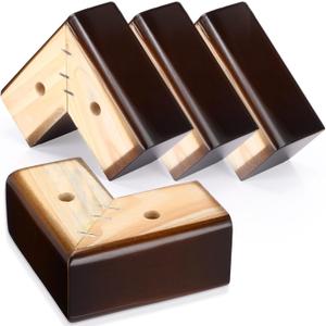 Geelin 8 Pack Wooden Furniture Risers 2 Inch High LShaped Bed Risers with Metal Screws and Anti-Slip Pads Furniture Legs Couch Legs Replacement Sofa Feet for Coffee Table Bed Dresser (Walnut Color)