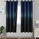 Estelar Textiler Ombre Blackout Curtains for Bedroom 72 Inches Long for Bedroom, Black and Navy Blue Room Darkening Thermal Insulated Grommet Window Drapes for Living Room, 52Wx72L Inch, 2 Panels