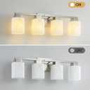 4-Light Square Bathroom Light Fixture, Brushed Nickel Modern Vanity Light with White Marble Glass Shade, for Bathroom Mirror, Living Room, Bedroom, Hallway, E26 Base