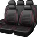 CAR PASS Universal FIT Piping Leather Car Seat Cover, for SUVs, Van, Trucks, Airbag Compatible ,Inside Zipper Design and Reserved Opening Holes (Full Set, Black and Red)