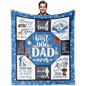 Paoeyty Best Dog Dad Gift for Men, Throw Blanket 60"X50", Decoration Gifts for Dog Lovers Ideal Present, Birthday Gifts for Dogs Lovers
