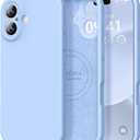 Vooii Magnetic for iPhone 17 Case, Compatible with Magsafe (Premium Liquid Silicone) (Integrated Camera Control Button) Full Body Protective Anti-Scratch Microfiber Lining 6.3", Light Blue