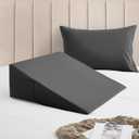 Horbaunal Dark Grey Bed Wedge Pillow Cover with Zipper Design, Wedge Pillowcase Protector with Side Pocket for Storage, 24" L x 24" W x 12" H(Pillow Not Include)