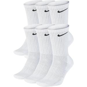 Nike Everyday Cotton Cushioned Crew Socks (6 Pack) (Large, White/ Black)