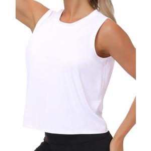 THE GYM PEOPLE Women's Workout Tops in Ice Silk Quick Dry Sleeveless (Medium, White) THE GYM PEOPLE Women's Workout Tops in Ice Silk Quick Dry Sleeveless (Medium, White)
