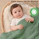Unnivoll 100% Cotton Muslin Blanket Queen Size 90" x 90" for Bed Couch Summer Gauze Blanket for Adults Lightweight and Breathable Dark Green