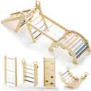 BlueWood 2025 8-in-1 Pikler Triangle Climbing Set Toddler Toys Indoor Baby Jungle Gym Climber Playground for Kids - Mauve Pink
