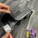 Countewol Dark Wood Peel and Stick Floor Tiles (Deep Grey, 24"W x 393.7" L)