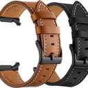 Galaxy Watch 8 Classic Band 46mm, Bands for Samsung Galaxy Watch8 40mm/44m (2025), Business Leather Wristband Replacement Strap for Men Women, Black+Brown