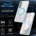 OWKEY for Samsung Galaxy S25 FE Case 6.7'', Magnetic Galaxy S25 FE Case for Magsafe with Tempered Screen Protector [Shockproof Military] Translucent Matte Bumper Phone Cover Samsung S25 FE 5G, Gray