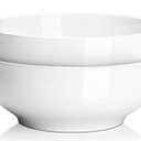 DOWAN Serving Bowls, 9.5" Large Salad Bowls for Entertaining, Side Dishes, Pho, Pasta, Centerpiece Bowls for Dinner Parties, Kitchen Decor, Microwave & Dishwasher Safe, White