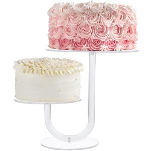 Boxalls Cake Stand 2 Tier - Stylish Clear Cake Tree Acrylic Cupcake Tower for Weddings, Birthdays, Anniversaries, Baby Showers, Parties Dcor - 2 Cake Trays with 8 and 6 inch diameters