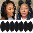 Marley Hair 10 Inch Black 7 Packs Pre Separated Springy Afro Twist Hair Marley Twist Braiding Hair for Faux Locs Crochet Hair Pre Fluffed Spring Twist Hair Extensions (10",1B)