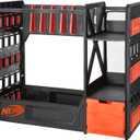 Nerf Elite Blaster Rack - Storage for up to Six Blasters, Including Shelving and Drawers Accessories, Orange and Black - One Size