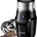 SHARDOR Adjustable Coffee Grinder Electric, Super Silent Electric Coffee Bean Grinder with Time-Memory Adjustment and Multi-Functional Stainless Steel Cup for Spices, Herbs, and Nuts Grinding, Gray (1 Bowl, Dark black)