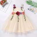 IDOPIP Toddler Baby Embroidery Flower Girl Dress for Kids Wedding Pageant Party Prom Gown Communion Birthday Tulle Dresses 7-8Y
