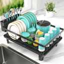 MERRYBOX Dish Racks for Kitchen Counter, 2025 Upgrade Large Sink Dish Drying Rack with 3-Compartment Utensil Holder 16.8" D x 13" W x 5.71" H