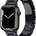 V-MORO Resin Strap Compatible with Apple Watch Band 41mm/40mm/42mm Series10/9/8/7/6/5 Women Men Fashion Lightweight Wristband with Metal Buckle,iWatch Series 4/3/2/1/SE 2/SE (Black)