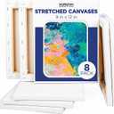 Horizon Group USA Stretched Canvas 9" x 12" 8 PK, 16mm Thick, 100% Cotton, for Painting, Pouring, Oil Paint, Multi-Media Art, 8-Pack (204038)