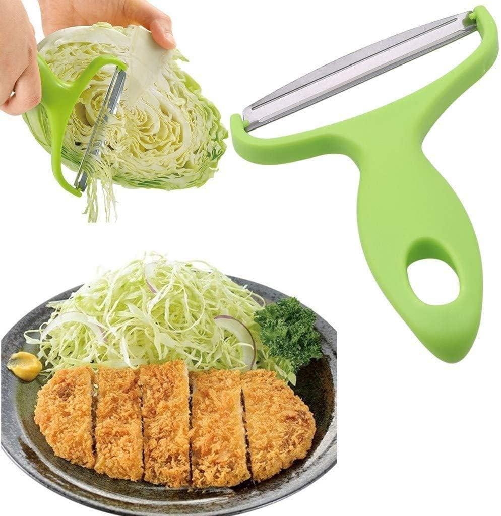 Vegetable Peeler Cabbage Cutting Machine MOANLMY shredded kitchen stainless steel peeling knife gadget shredded cabbage Coleslaw, a must-have tool for western restaurants (Green)