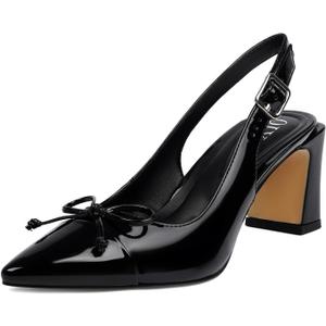 QIY Womens Pumps Pointed Closed Toe Chunky Heel Slingback Heels for Women Size 7