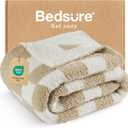 Bedsure Checkered Throw Blanket for Couch - Super Soft, Cozy & Warm Knit Blanket, Breathable, Lightweight & Fluffy for Bed & Sofa, Checkered Beige, 50x60 Inches (Throw (50" x 60"), 01 - Checkered Beige)
