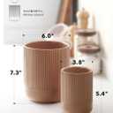 LE TAUCI Utensil Holder for Kitchen Counter, 7.3"+5.4" Fluted Ceramic Utensil Crock Organizer for Countertop, Heavy Large Holder for Spatulas, Spoons, Set of 2, Dusty Coral