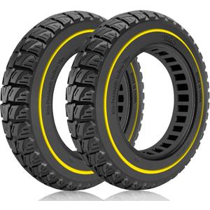 10x2.0 Off road Solid tire, Replaceable 10x2/54-152 10x2.125 OEM Tires, Fit for TurboAnt X7 Pro X7 Max Gotrax G4 G Max Ultra Electric Scooter, 10 Inch Front Rear Tubeless Tire Yellow 2pcs