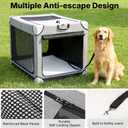 Veehoo Large Dog Crate for Indoor Outdoor, Portable Collapsible Travel Dogs Crate, 42 Inch Soft Foldable Pet Kennel with 4-Door Mesh Windows