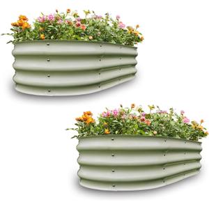 Gardmax 2 Pack Galvanized Raised Garden Bed, Lightweight Planter Boxes Outdoor with Easy Assembly, Large Garden Bed for Vegetables, Fruits, Flower