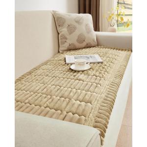 YCDTMY Couch Cover for Dogs Washable, Non Slip Durable Couch Protector for Couches and Sofas, Pet Friendly Sofa Cover Stop Dog Scratches & Stains Dog Thick Fuzzy Pet Couch Covers (Brown, 27.6" x 59")