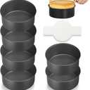 HONGBAKE 6 Inch Cake Pans for Baking, Round Small Layer Cake Pan Set with 120 Pieces Parchment Paper, Nonstick Circle Cheesecake Tin, 4 Pieces, Heavy Duty y