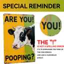3 x Funny Cow Are You Pooping Sign House Decoration Tin Sign for Bathroom Restroom 8x16 Inch Metal Signs