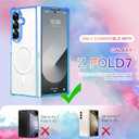 tharlet Designed for Samsung Galaxy Z Fold 7 Case [Compatible with MagSafe] [Crystal Clear Anti-Yellowing] Slim Fit Women Girls Soft TPU & Hard PC Back Cover for Galaxy Z Fold 7, Blue