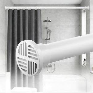 No-Twist Shower Curtain Rod by EZFurni, 4282 Inch Heavy Duty Tension Rod with Lock-In Stability, No Drill, Spring-Loaded Non-Slip Secure Hold for Bathroom, Window, Closet, 1.26" Diameter, White