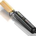 DAN Technology Curved Ceramic Hair Straightener and Heat Press Comb, 450F Dual Voltage for Natural Black Hair, Portable for Travel & Home