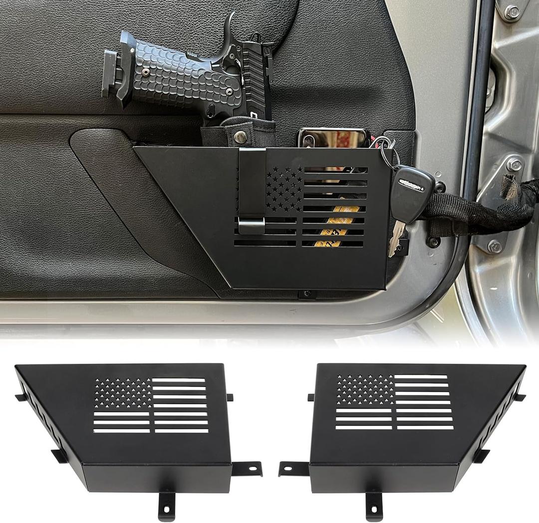 MAIKER Metal Front Door Storage Box, Door Side Insert Organizer Box Pockets for 2007-2018 Jeep Wrangler JK JKU 2/4 Door 2pcs(Black)
