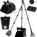 Stainless Steel Dog Pooper Scooper,40" Long Handle Swivel Bin, Rake and Spade,20 Waste Bags & Hook - Heavy Duty Portable Metal Poop Scooper for Large,Medium and Small Dogs