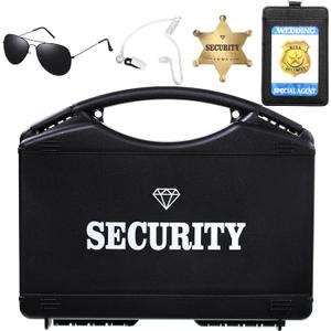 Wedding Ring Box Portable Security Box Bearer Suitcase Security Briefcase with Earpiece Earplugs Headset and Sunglass Metal Ring Badge ID Card Holder Engagement Cosplay Accessory