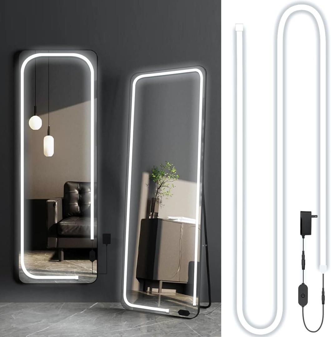 Blikshin Led Vanity Mirror Lights, 13.2FT 6000k Full Body Mirror Light Strip, Stick on Vanity Lights with AC Adapter Touch Control, Makeup Lighting for Full Body Mirror/Makeup Table/Bathroom